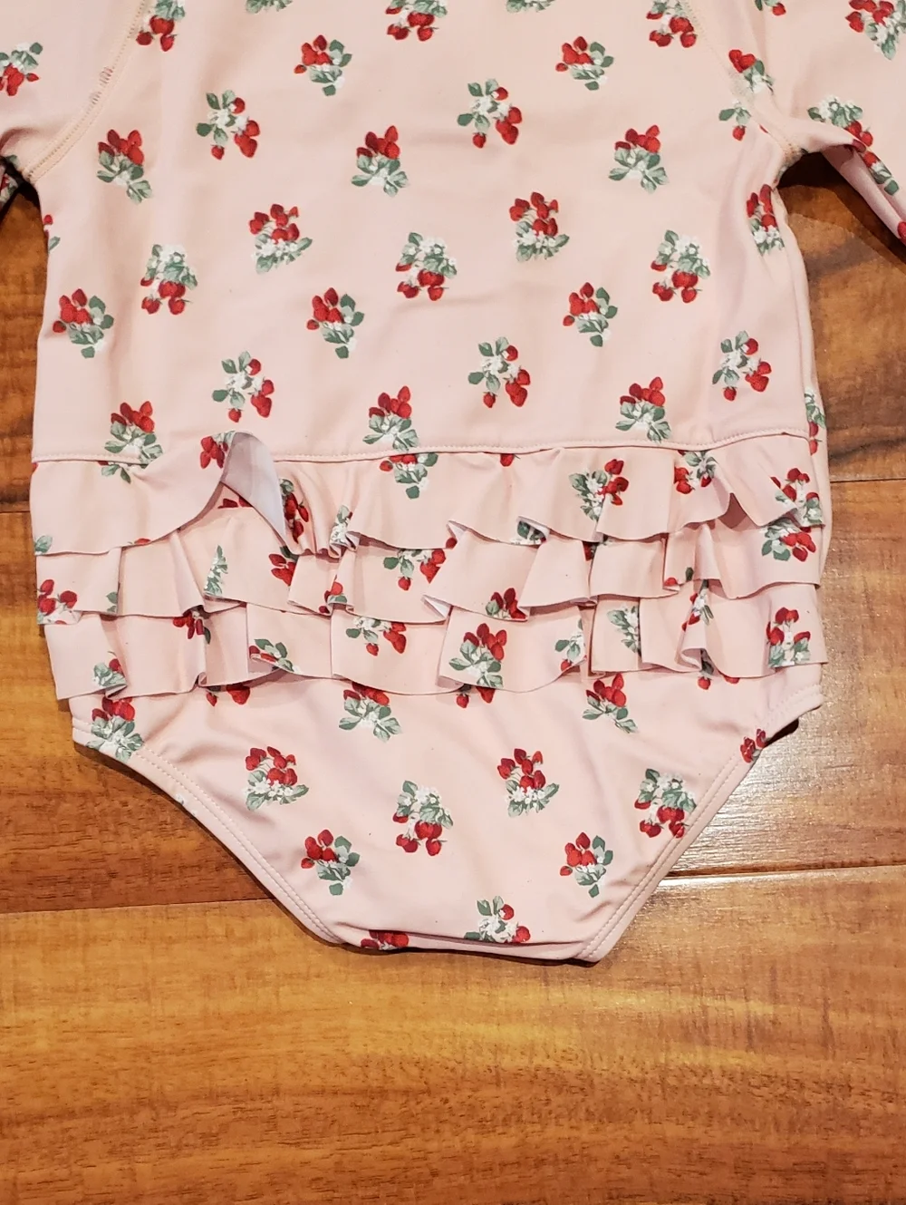 Janie and Jack NWT 18-24 months pink strawberry rashguard one-piece swimsuit - Picture 5 of 6